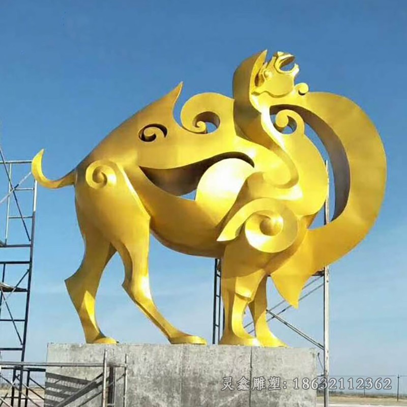 不锈钢动物骆驼园林雕塑