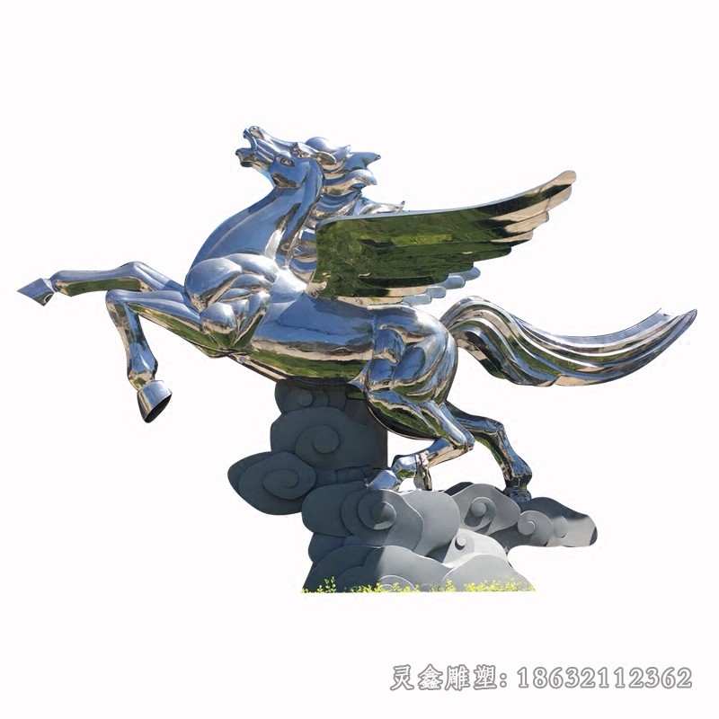 不锈钢展翅马景观雕塑