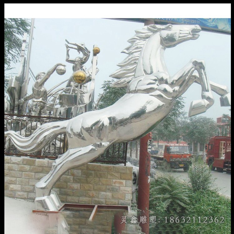 不锈钢飞马庭院景观雕塑