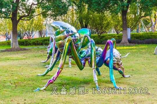 不锈钢彩绘蚂蚁广场雕塑