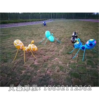 不锈钢彩绘蚂蚁园林雕塑