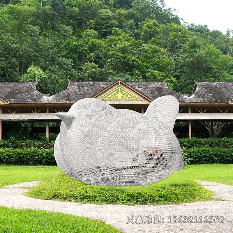 不锈钢镂空小鸟小区雕塑