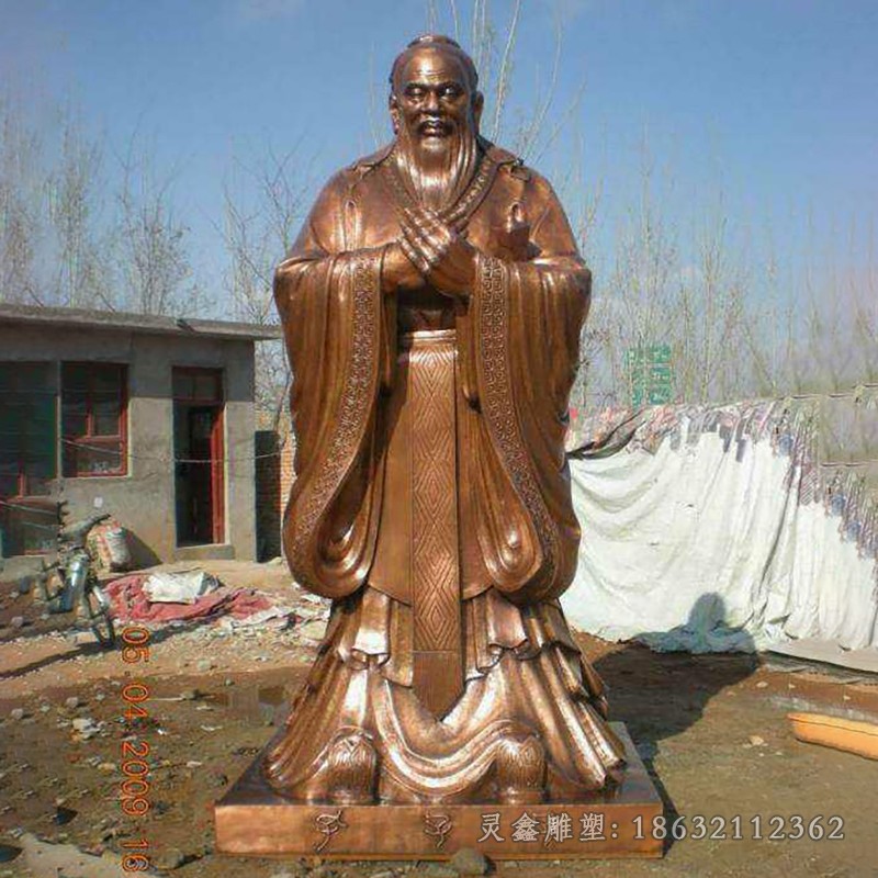 孔子雕塑，铸铜孔子雕塑，古代名人铜雕