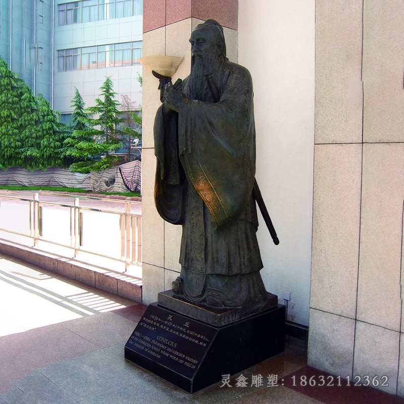 教育家孔子校园景观铜雕