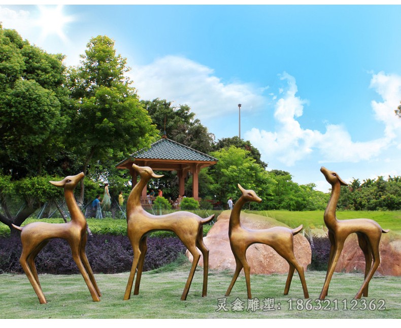 抽象群鹿庭院景观铜雕