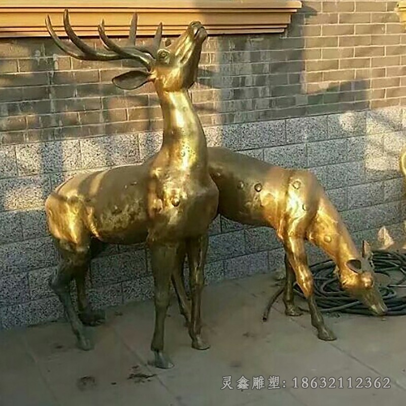 情侣小鹿小区景观铜雕