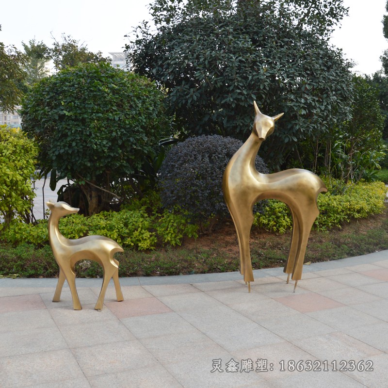 抽象鹿校园景观铜雕