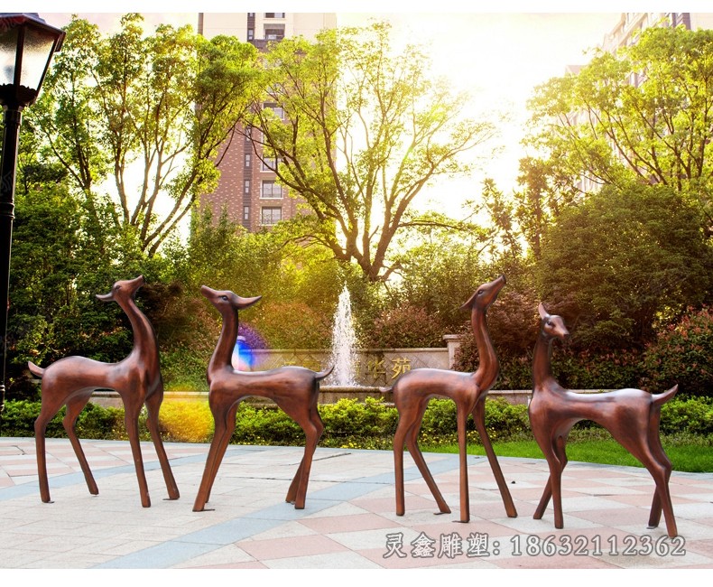 抽象鹿街边景观铜雕
