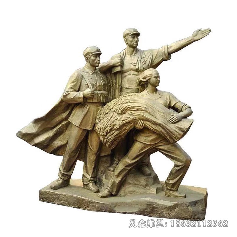 革命红军人物景观铜雕