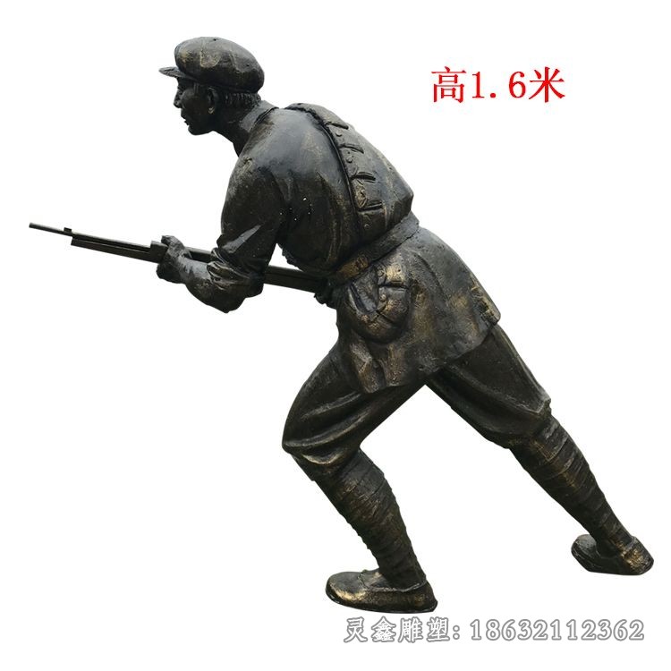 打枪红军校园景观铜雕