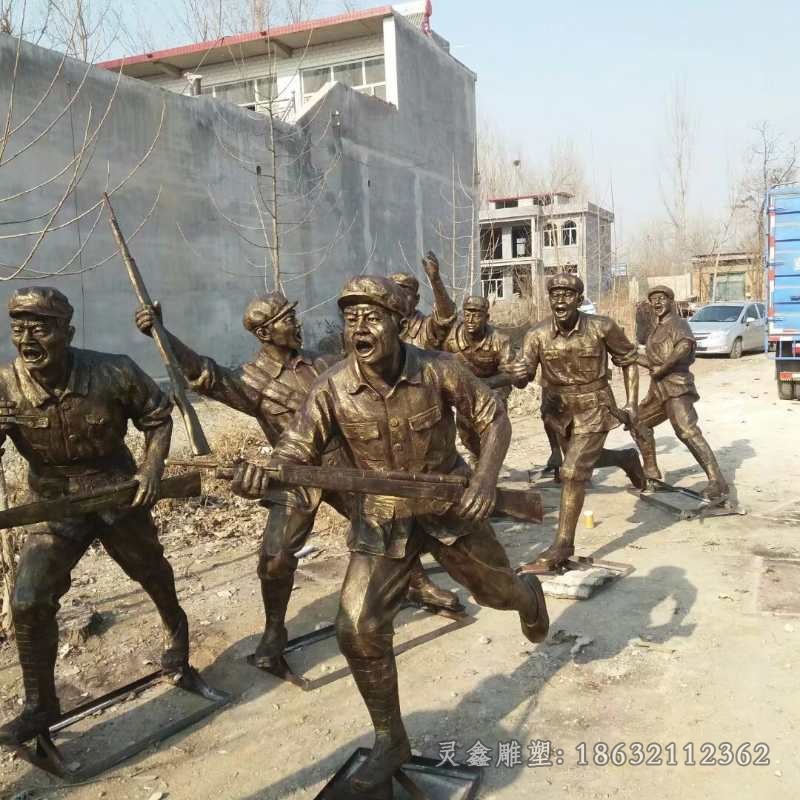 红军冲锋校园人物铜雕