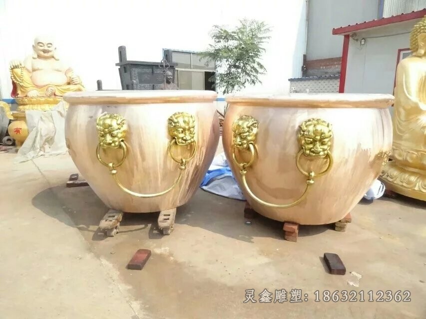 水缸庭院景观标志铜雕