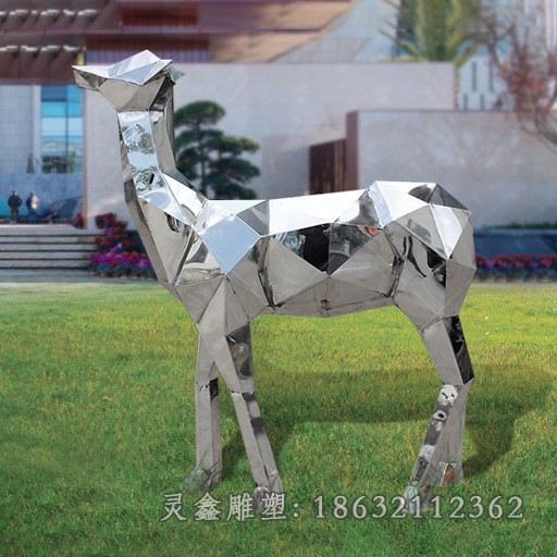 不锈钢几何转头鹿景观雕塑