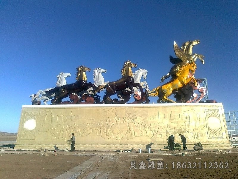 不锈钢抽象马动物雕塑
