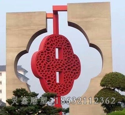 不锈钢彩绘中国结户外雕塑