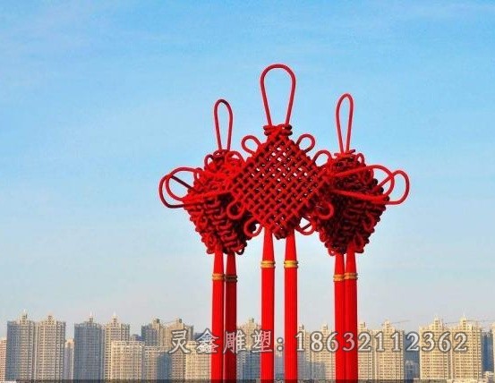 不锈钢彩绘中国结别墅雕塑