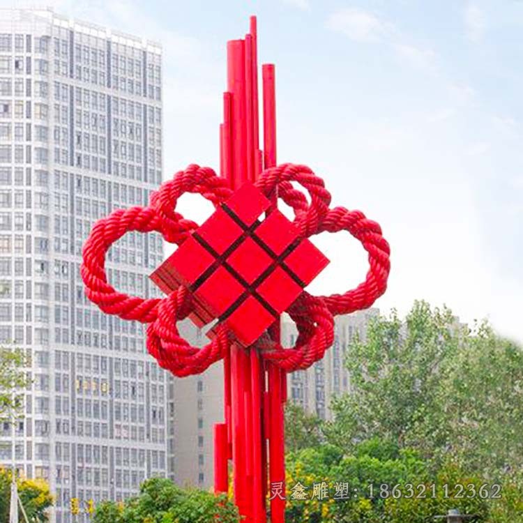 不锈钢彩绘中国结商场雕塑