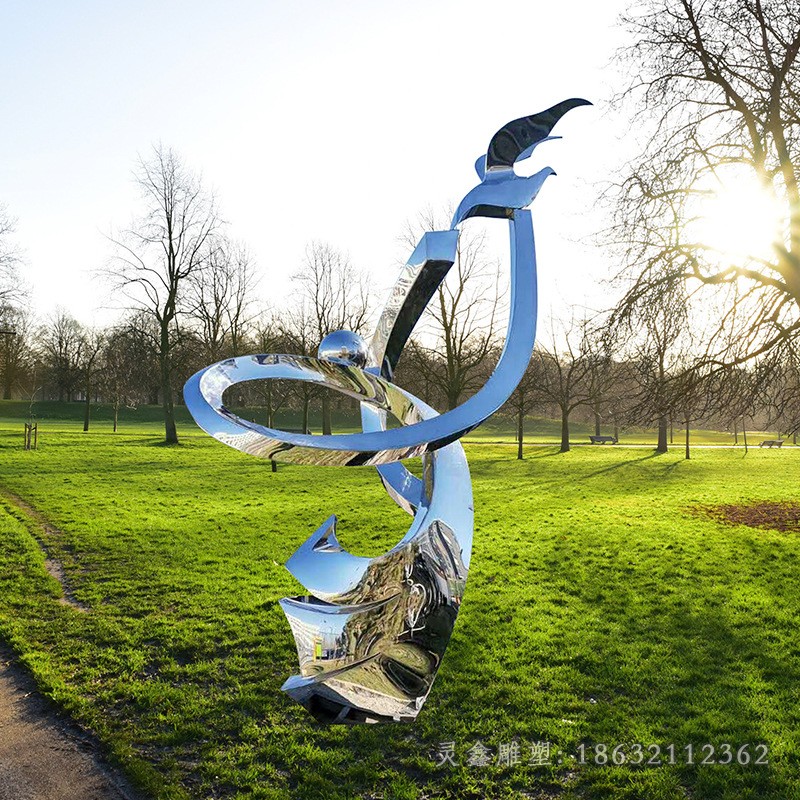 不锈钢镜面异形圆环景区雕塑