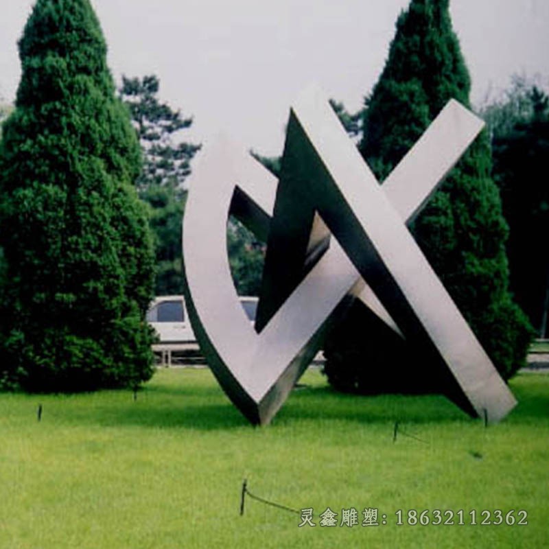 不锈钢镜面异形圆环抽象雕塑