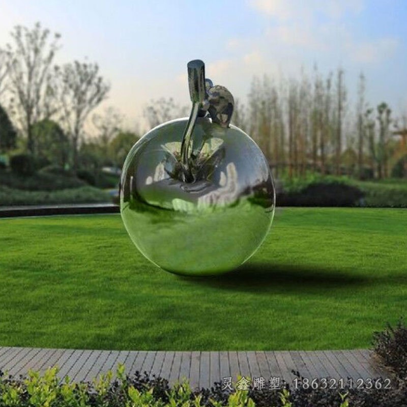 不锈钢镜面苹果广场雕塑