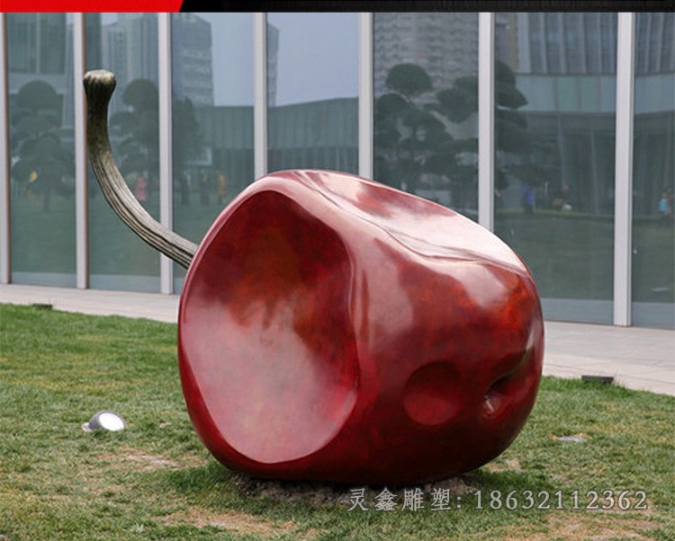 不锈钢彩绘苹果庭院雕塑