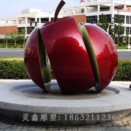 不锈钢彩绘苹果商场雕塑