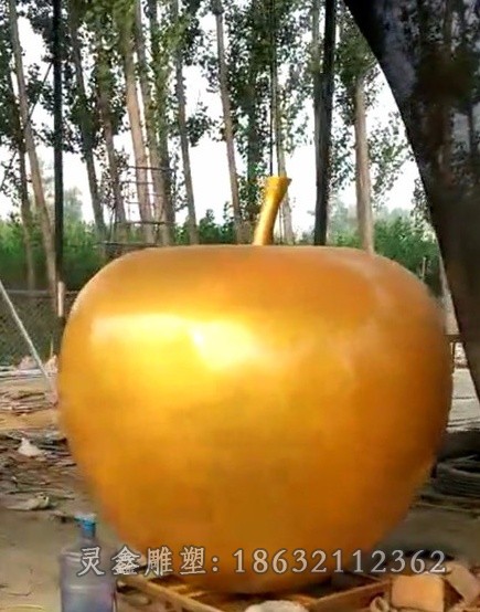 不锈钢彩绘苹果抽象雕塑