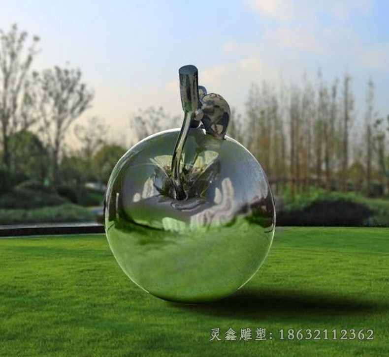 不锈钢彩绘苹果标志雕塑