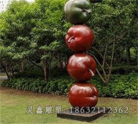 不锈钢彩绘苹果标志雕塑