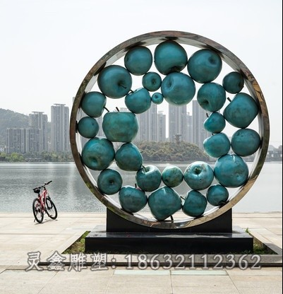 不锈钢抽象苹果景观雕塑