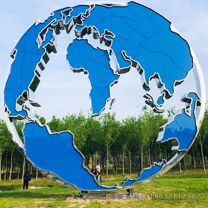 不锈钢彩绘地球仪城市雕塑
