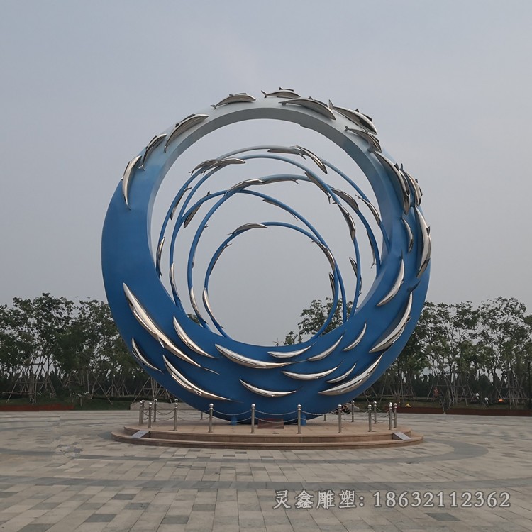 不锈钢彩绘鱼公园雕塑