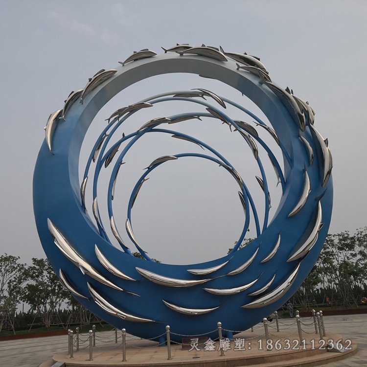 不锈钢彩绘鱼公园雕塑