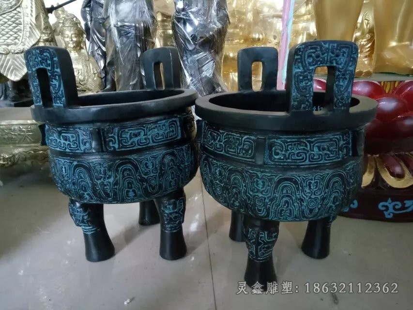 青铜圆鼎庭院景观铜雕