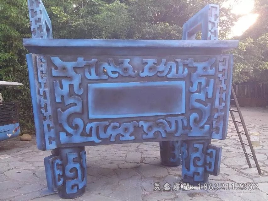 青铜方鼎校园标志铜雕