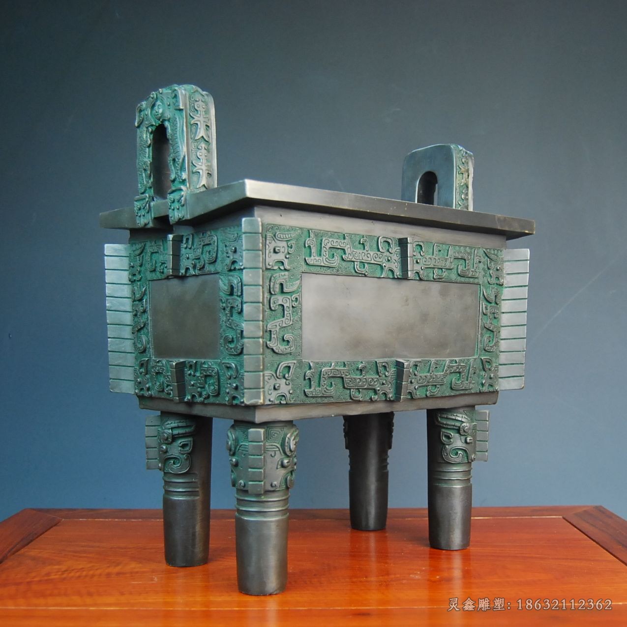 青铜方鼎园林标志铜雕