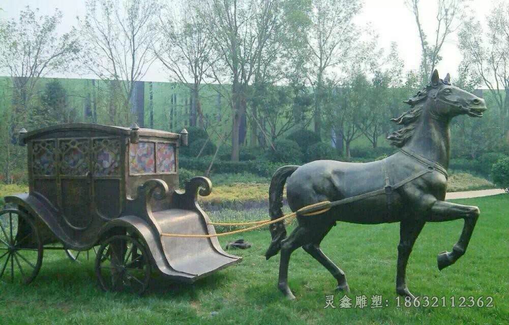古代马车园林景观铜雕