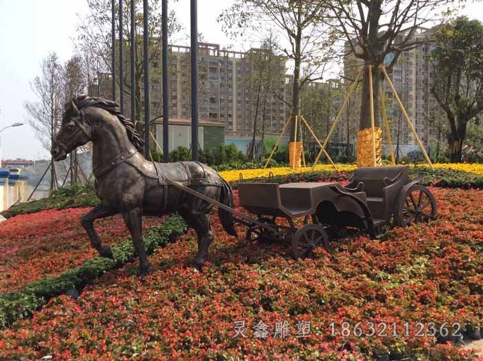 古代马车小区景观铜雕
