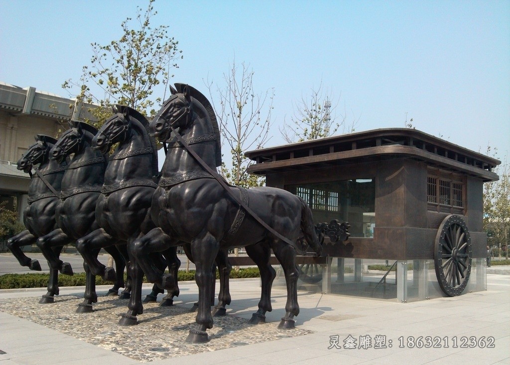 古代马车庭院景观铜雕