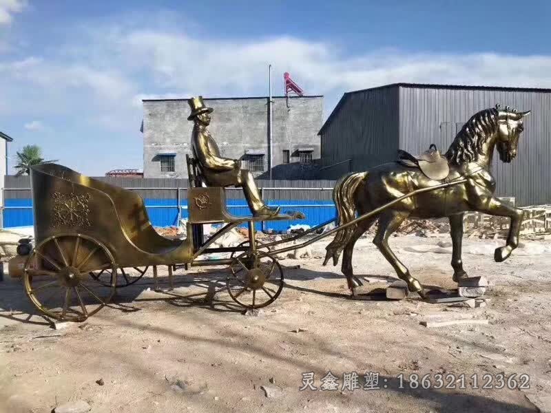 古代马车商场景观铜雕