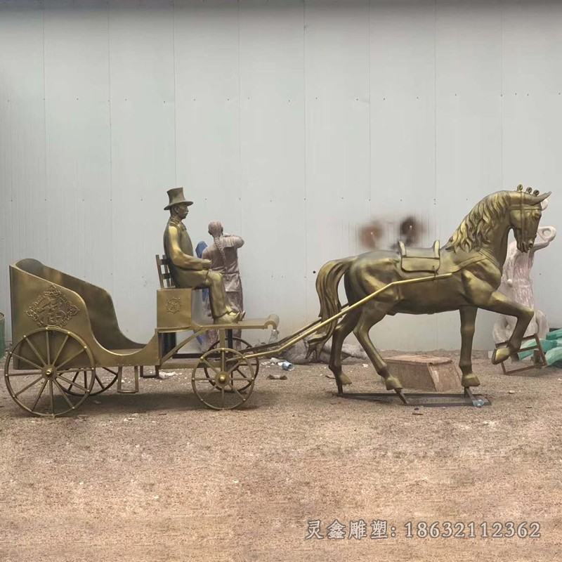 赶马车西方人物铜雕