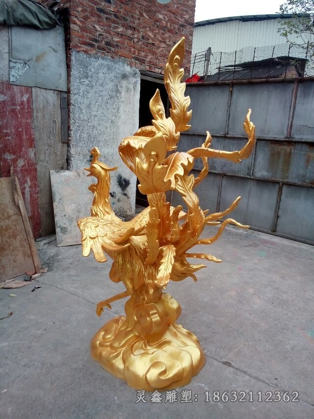 神兽凤凰公园景观铜雕