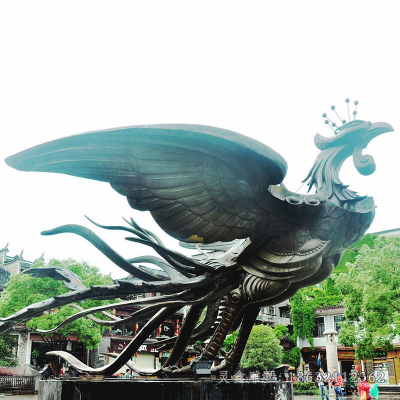 神兽凤凰庭院景观铜雕