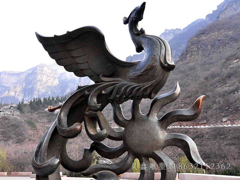 神兽凤凰动物小品铜雕