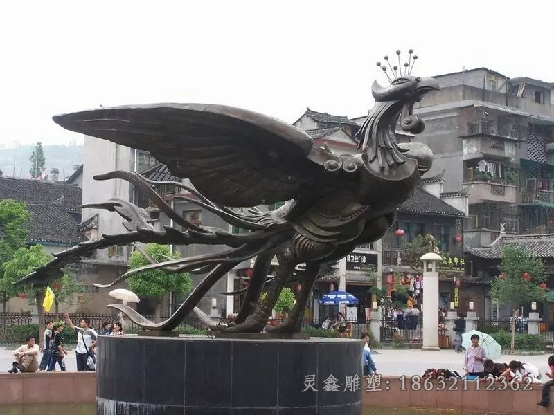 抽象凤凰标志动物铜雕
