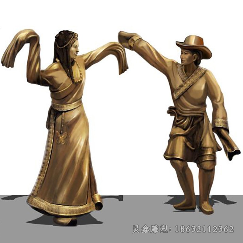 少数民族人物舞蹈铜雕
