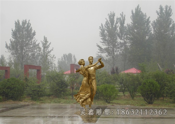 跳舞广场人物景观铜雕