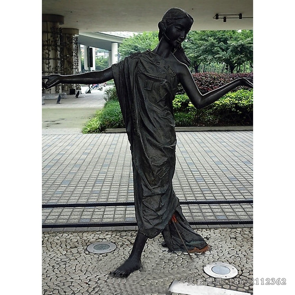 跳舞女孩人物景观铜雕