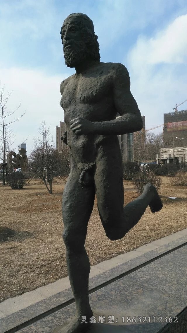 西方跑步人物景观铜雕