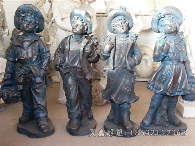 西方小孩城市人物铜雕